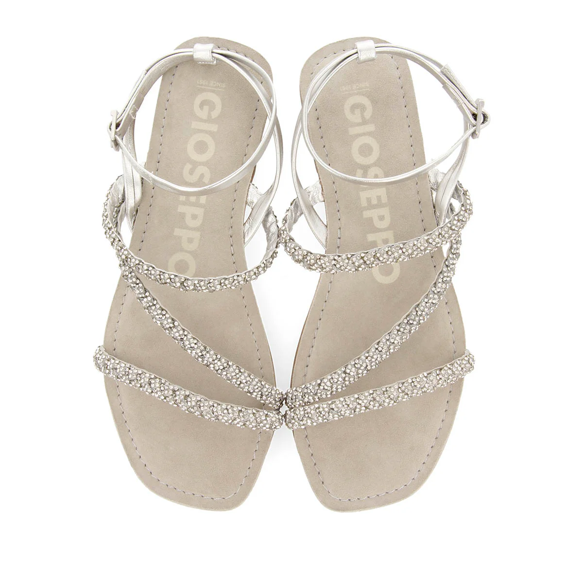 SILVER LEATHER SANDALS WITH EMBELLISHMENTS FOR WOMEN SORLINGAS - Image 4