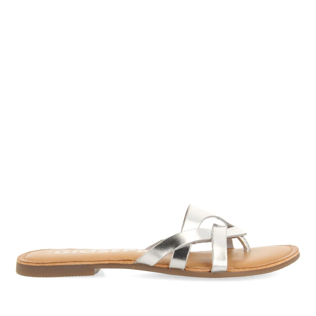 SILVER LEATHER SANDALS WITH STRAPS FOR WOMEN CAYUSE