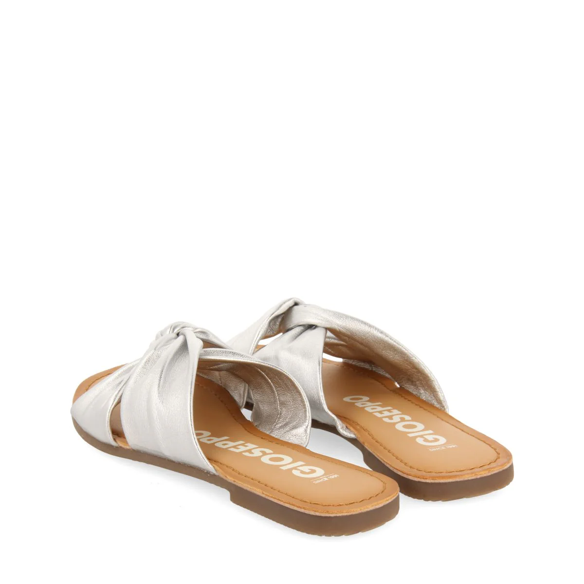 SILVER LEATHER SLIDE SANDALS FOR WOMEN AGIRA - Image 3