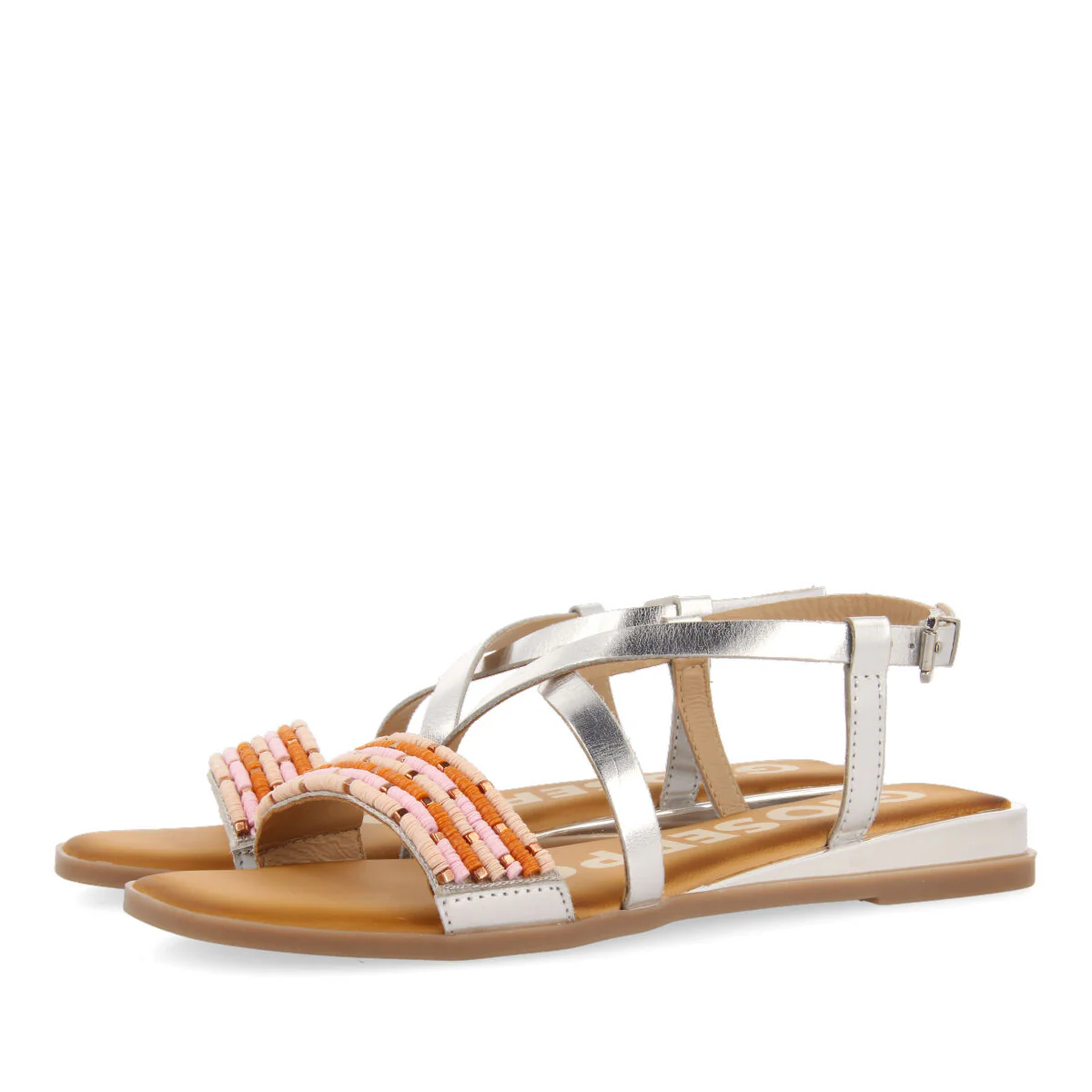 SILVER MINI WEDGE SANDALS DETAILED WITH BEADS FOR WOMAN DOBROVA - Image 2