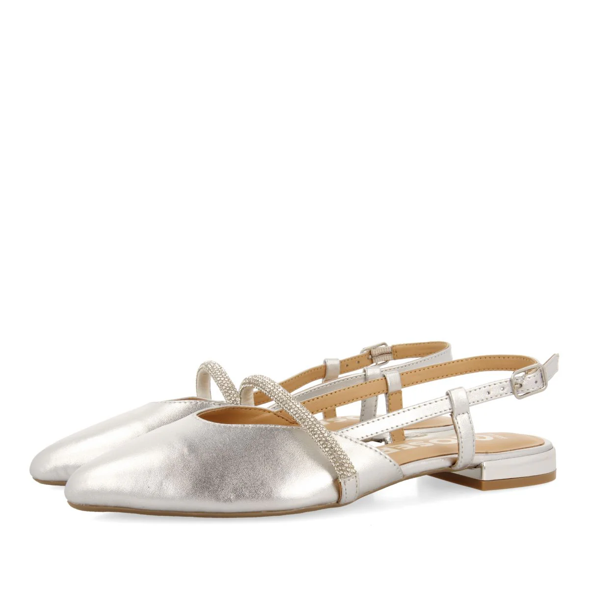 SILVER SKINLESS DANCERS WITH STONE DETAIL STRAP FOR WOMEN GODRANO - Image 2