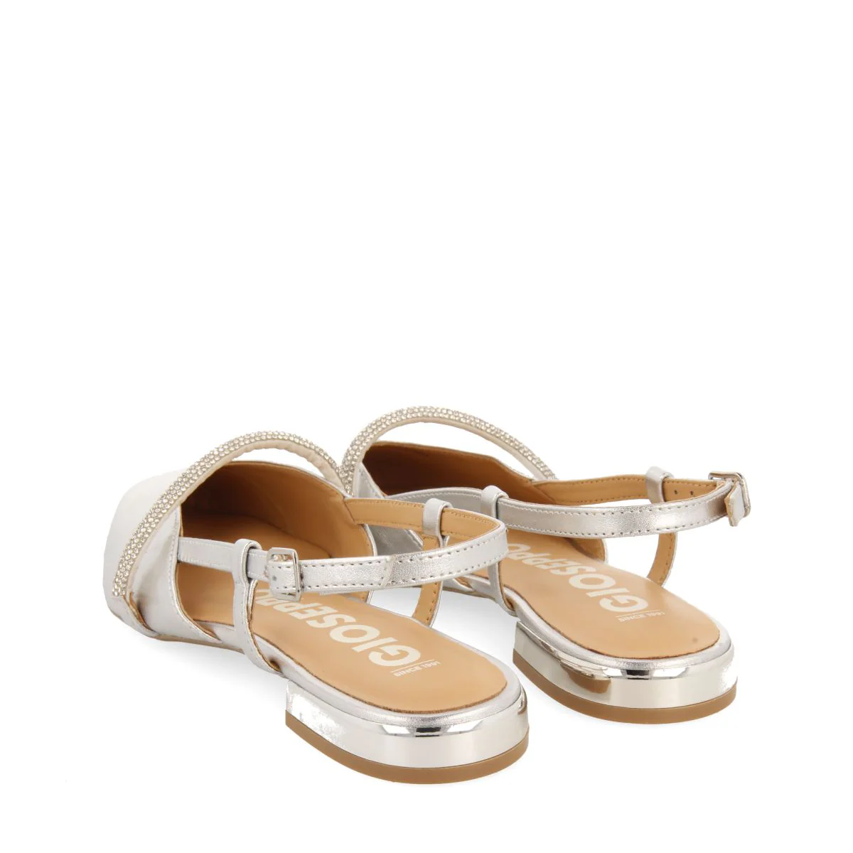 SILVER SKINLESS DANCERS WITH STONE DETAIL STRAP FOR WOMEN GODRANO - Image 3