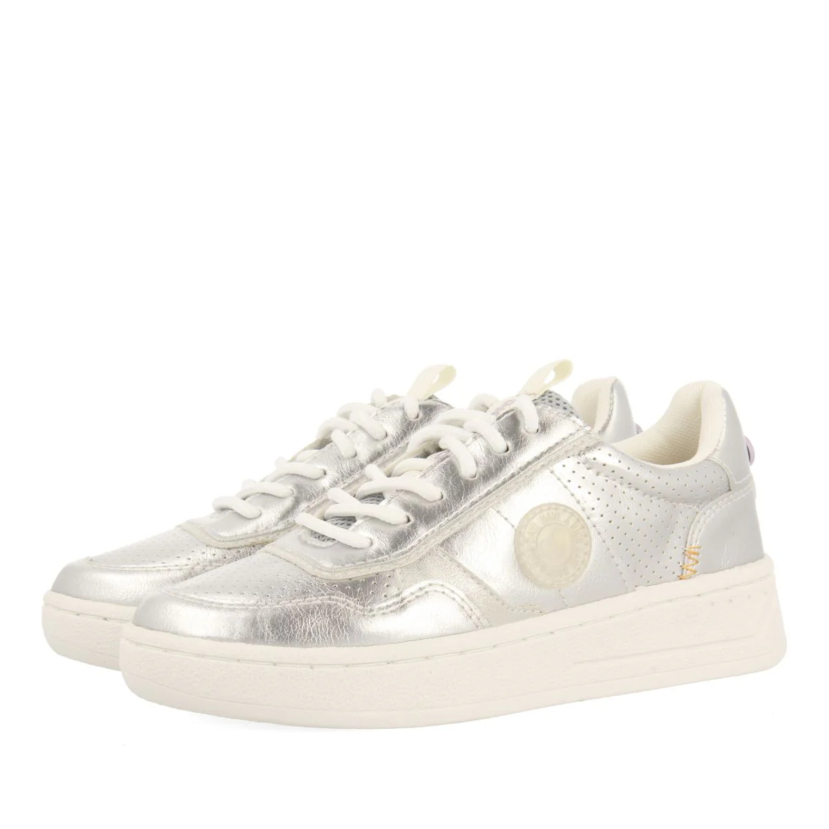 SILVER SNEAKERS WITH RETRO STYLE PERFORATIONS FOR GIRL AND BOY CARRICK - Image 2