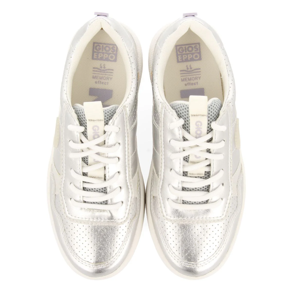 SILVER SNEAKERS WITH RETRO STYLE PERFORATIONS FOR GIRL AND BOY CARRICK - Image 4
