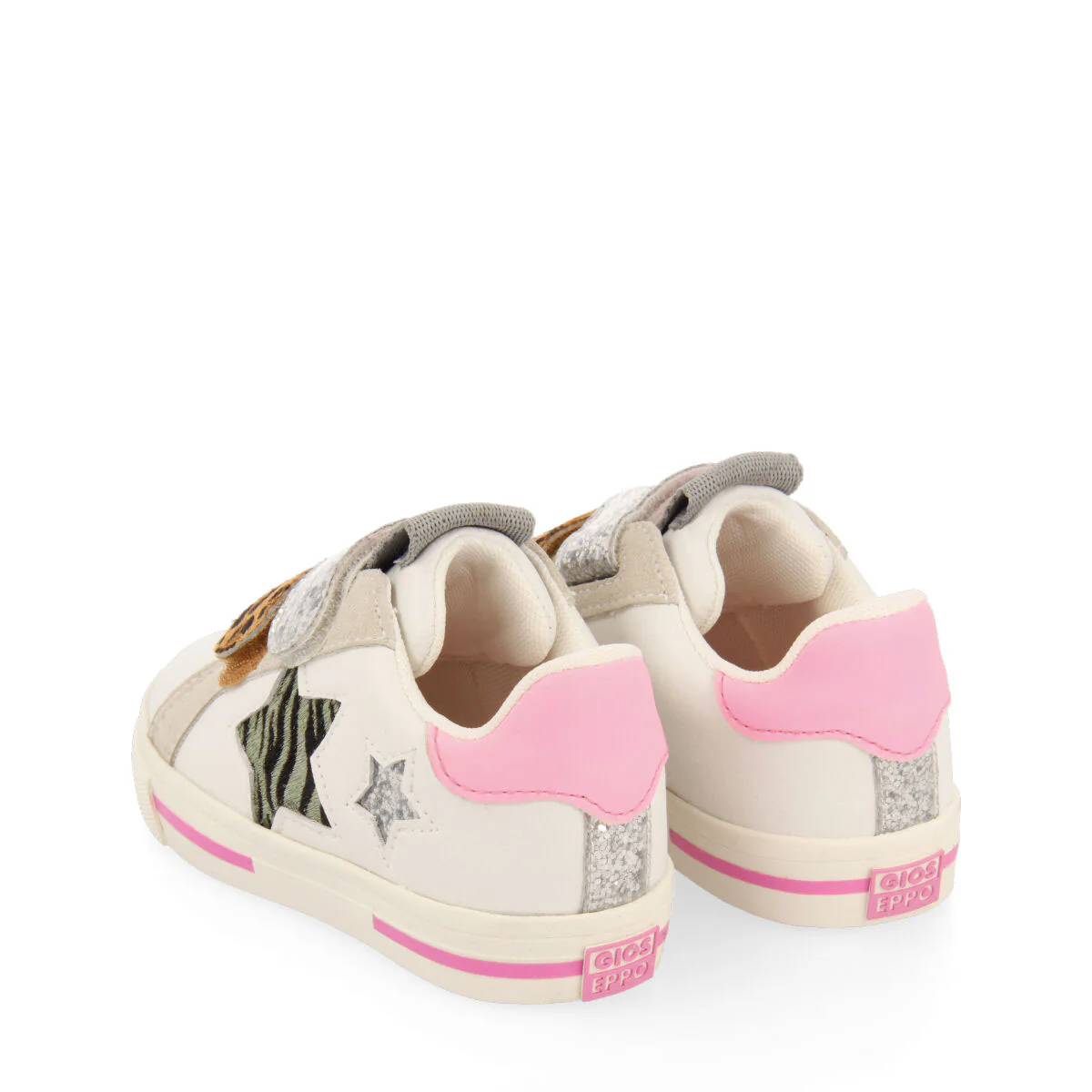 Sinje girls white sneakers with adjustable leopardrint fastenings - Image 4