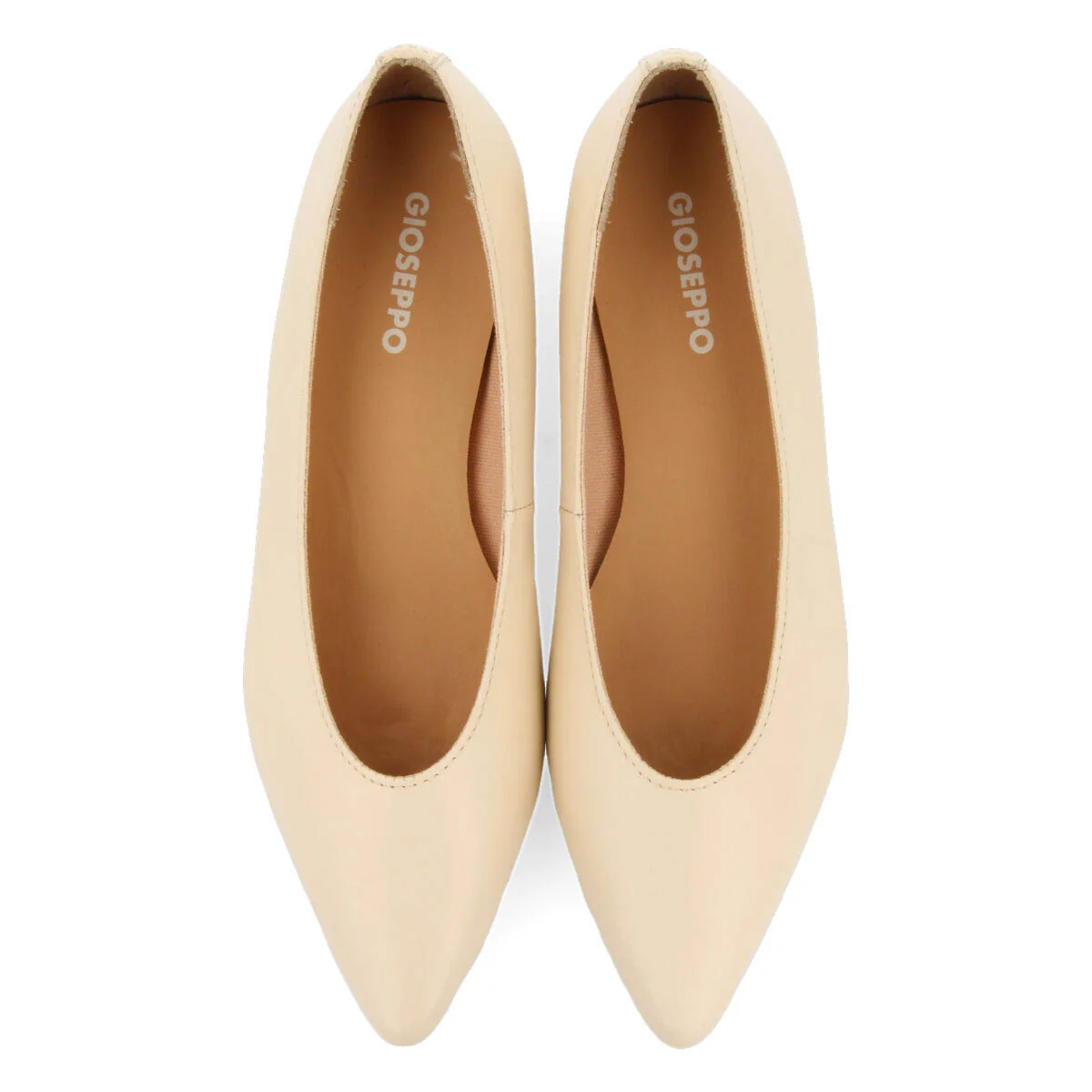 Slagelse women's cream leather ballet flats with pointed toes - Image 3
