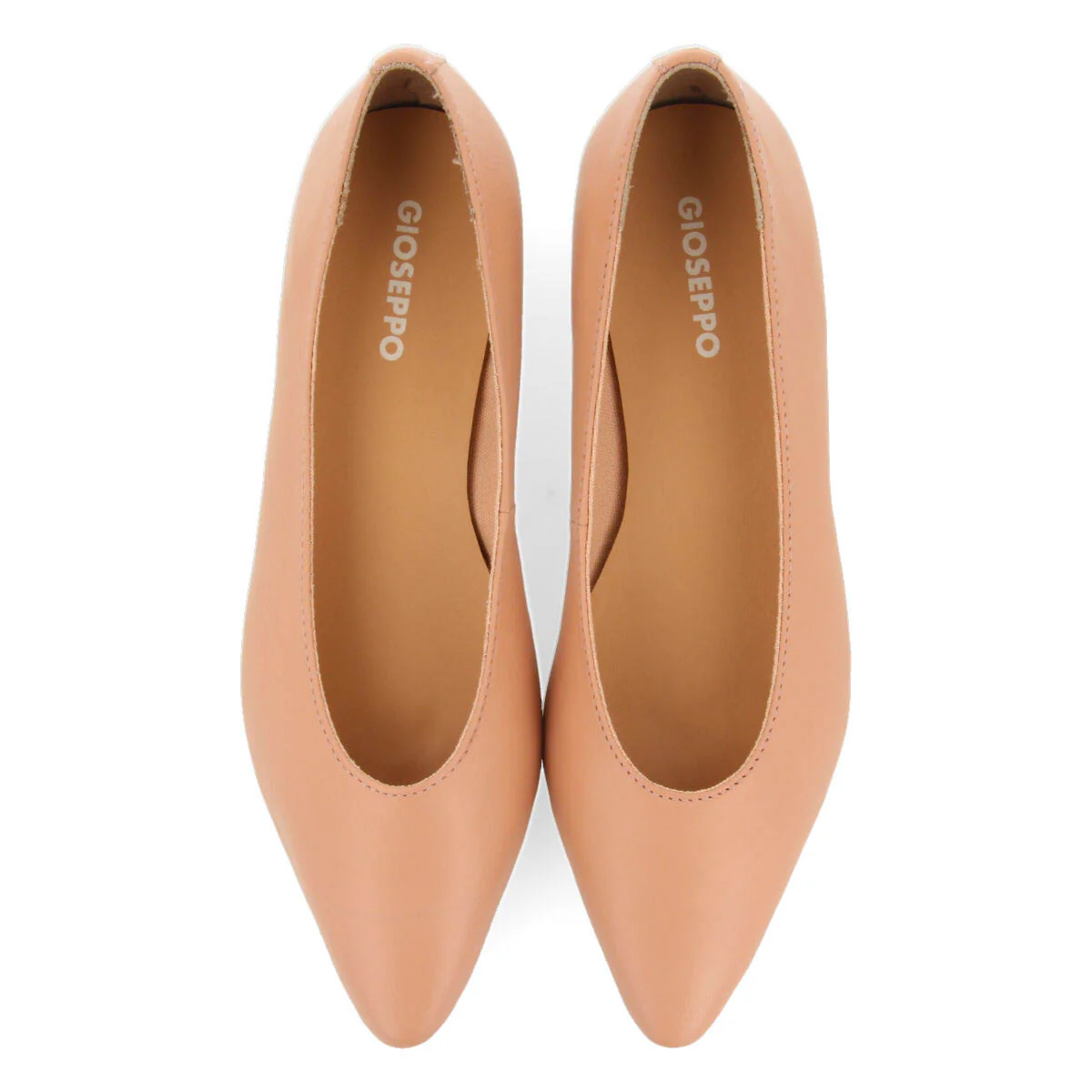 Slagelse women's nude leather ballet flats with pointed toes - Image 4