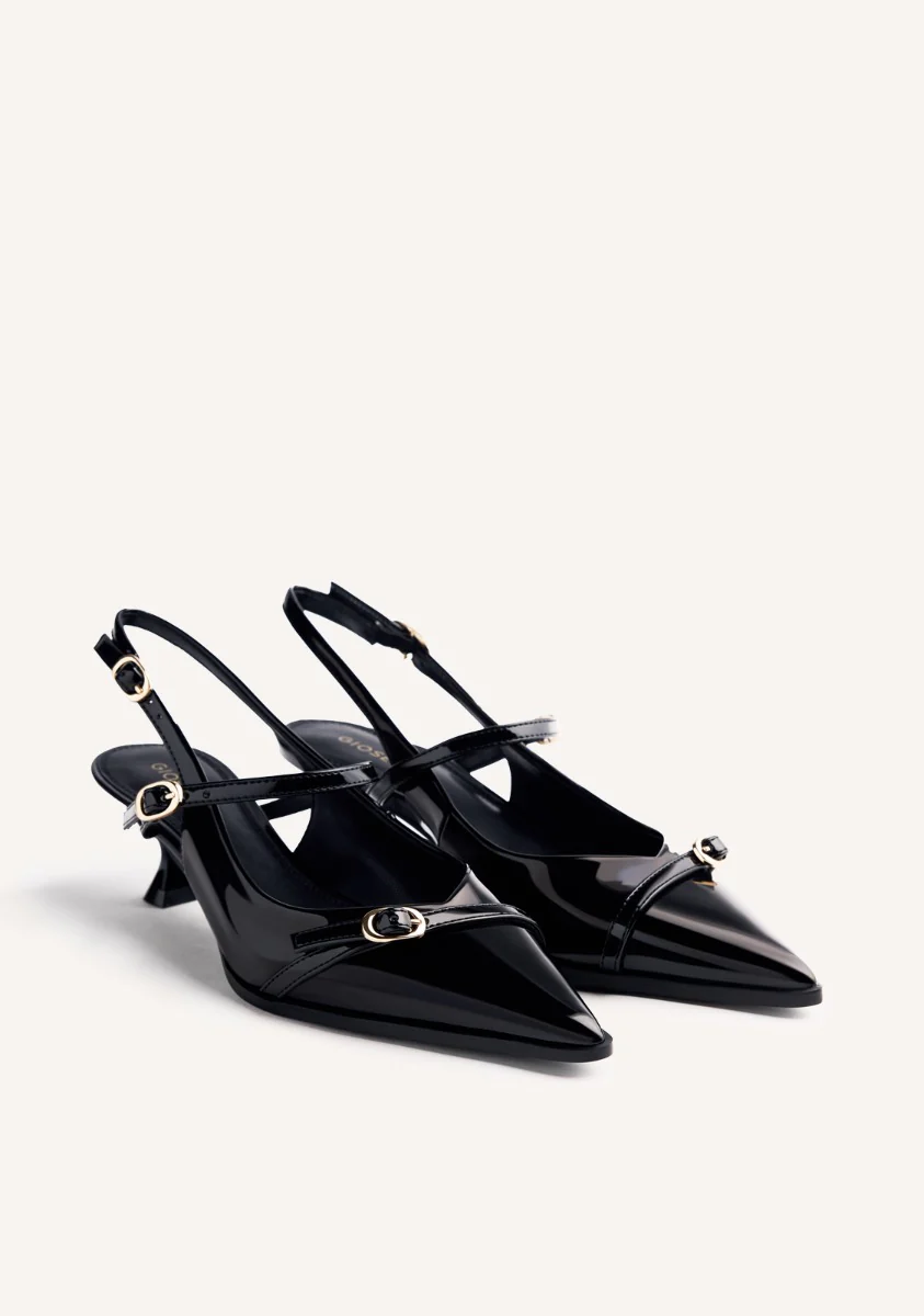 SLINGBACK PATENT EFFECT KITTEN HEELED SHOES SABIN - Image 2