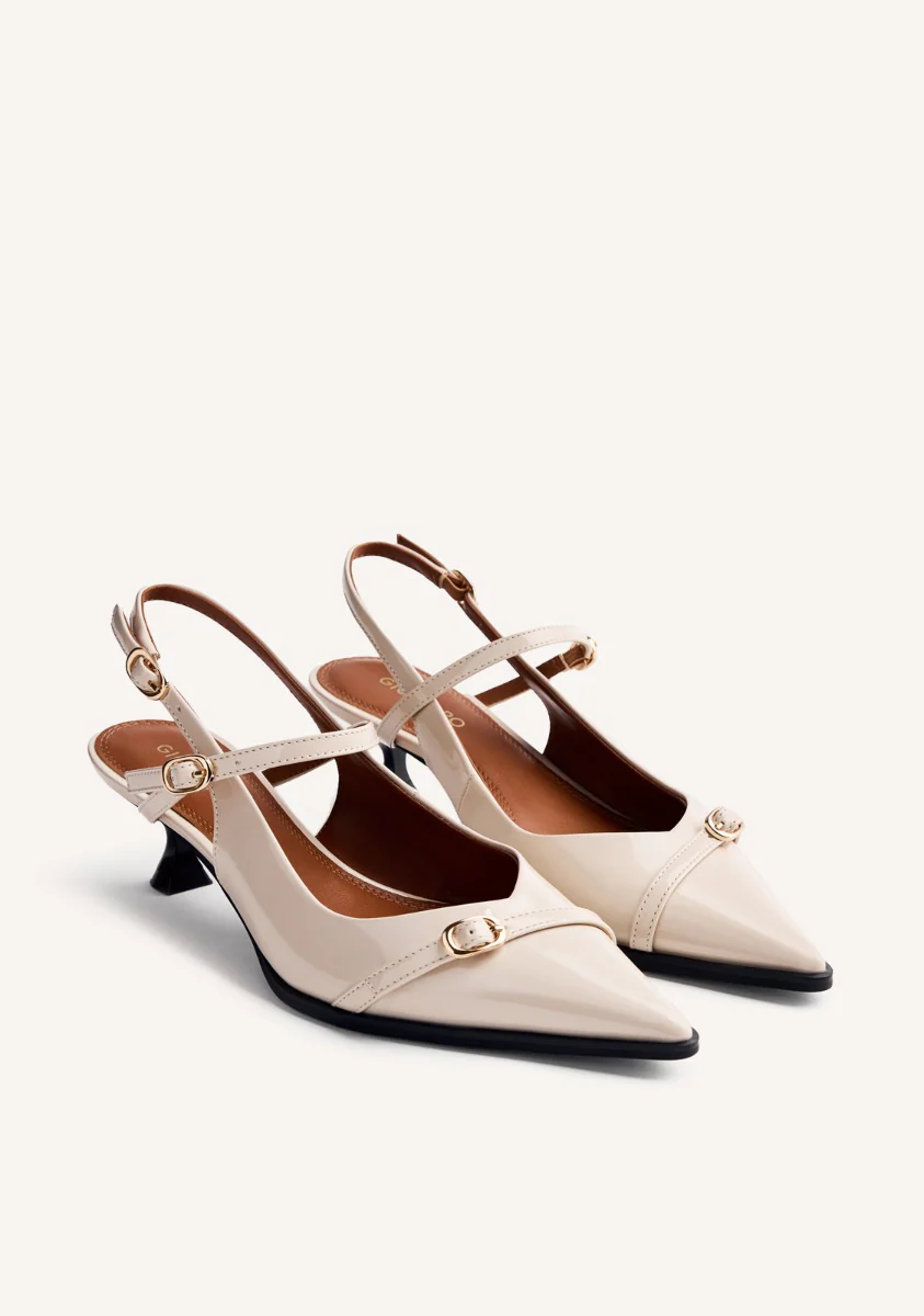 SLINGBACK PATENT EFFECT KITTEN HEELED SHOES SABIN - Image 2