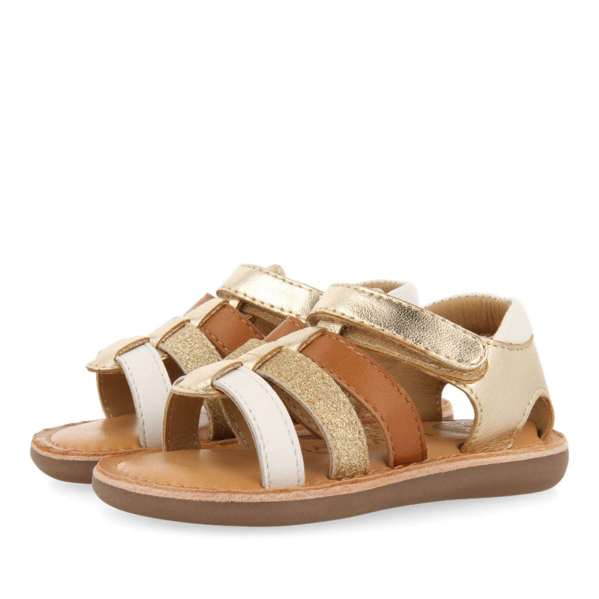 Soacha girls gold leather roman sandals - Image 2