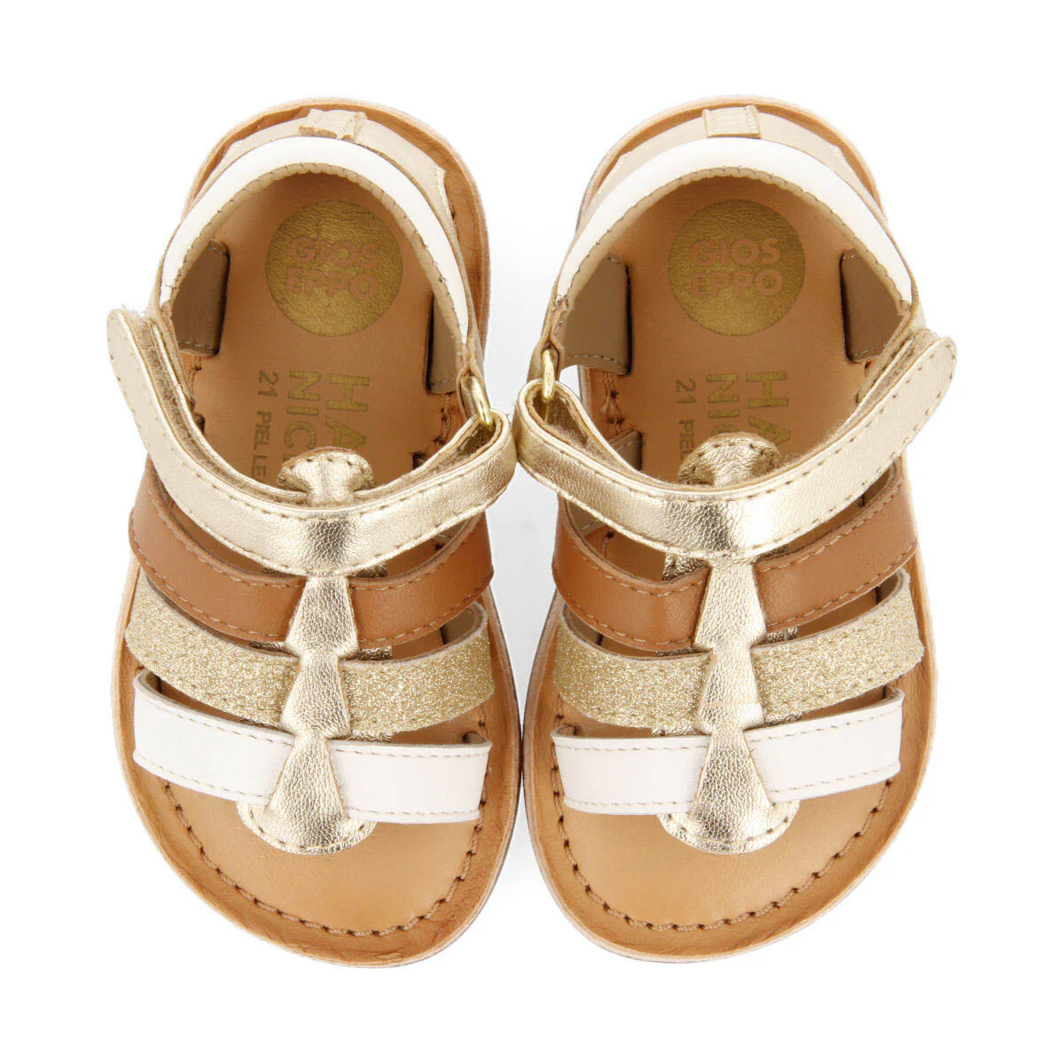 Soacha girls gold leather roman sandals - Image 3