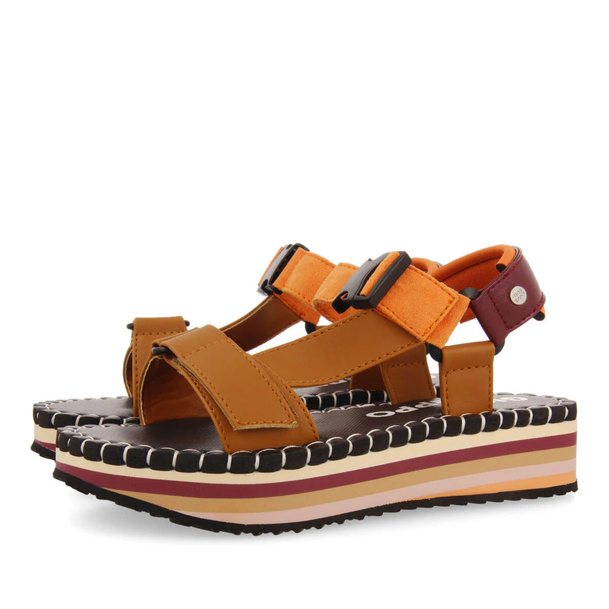 Sopretan women's beige sandals with multicoloured soles and crossover straps - Image 2