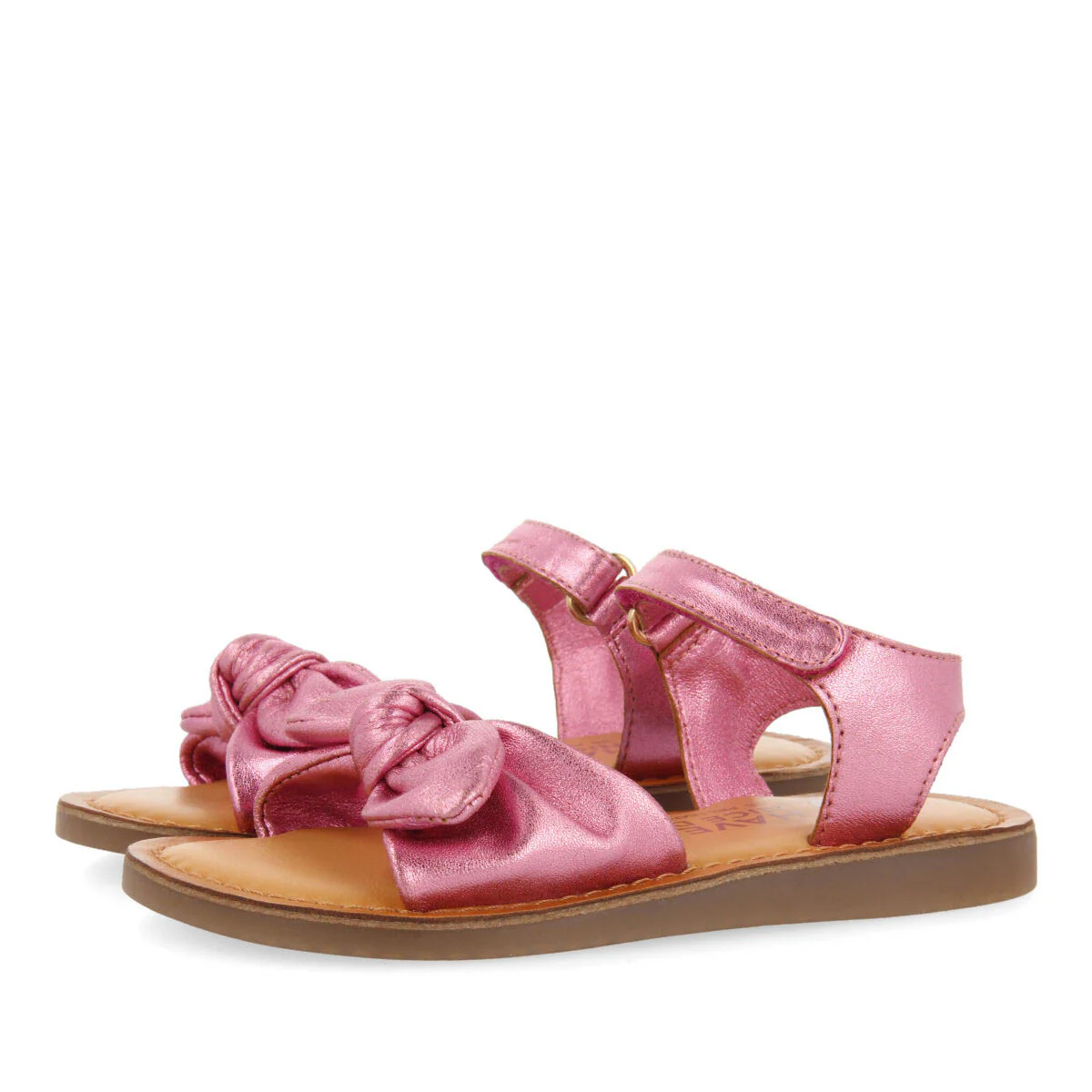 Stigny girls metallic fuchsia leather sandals - Image 2