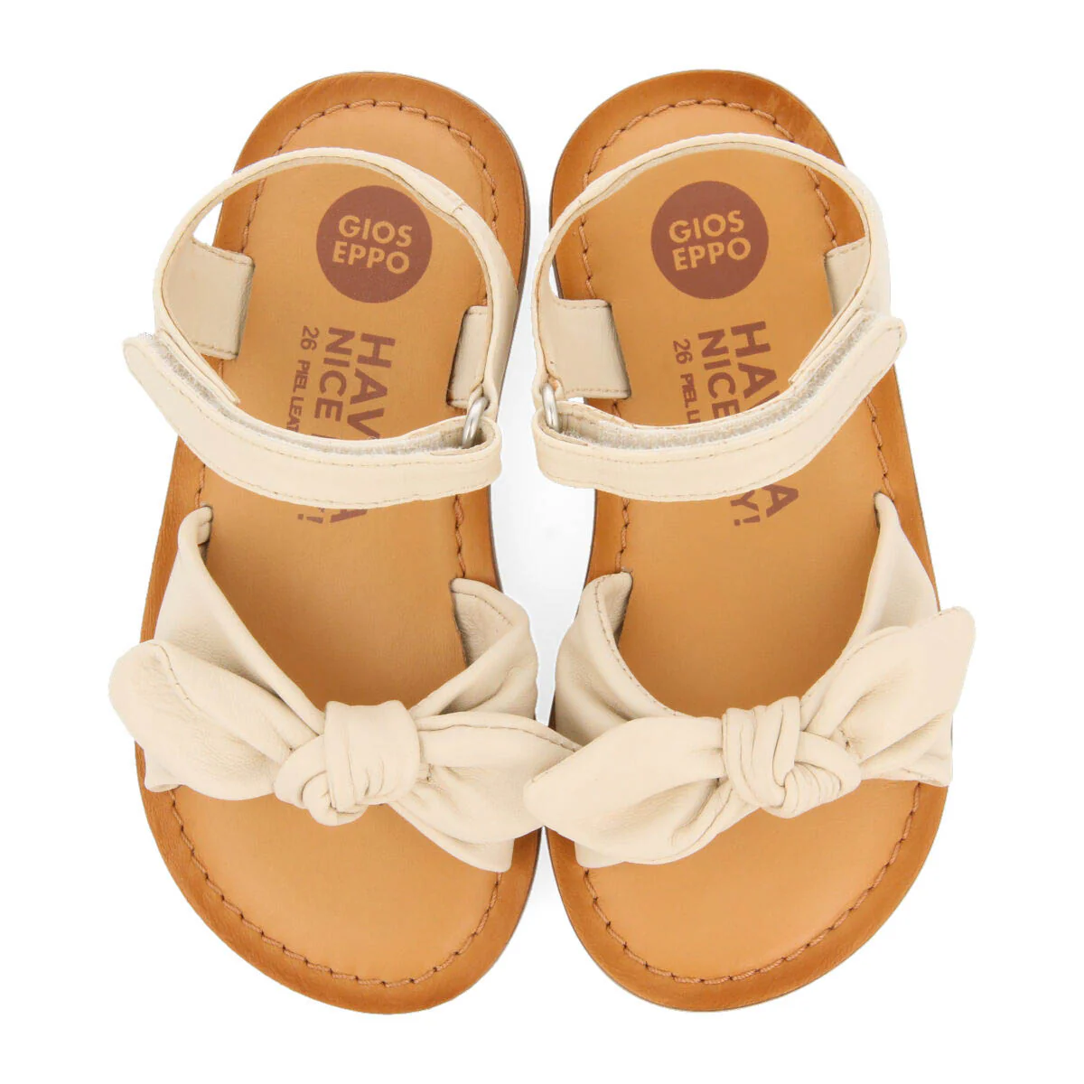 Stigny girls metallic off white leather sandals - Image 3