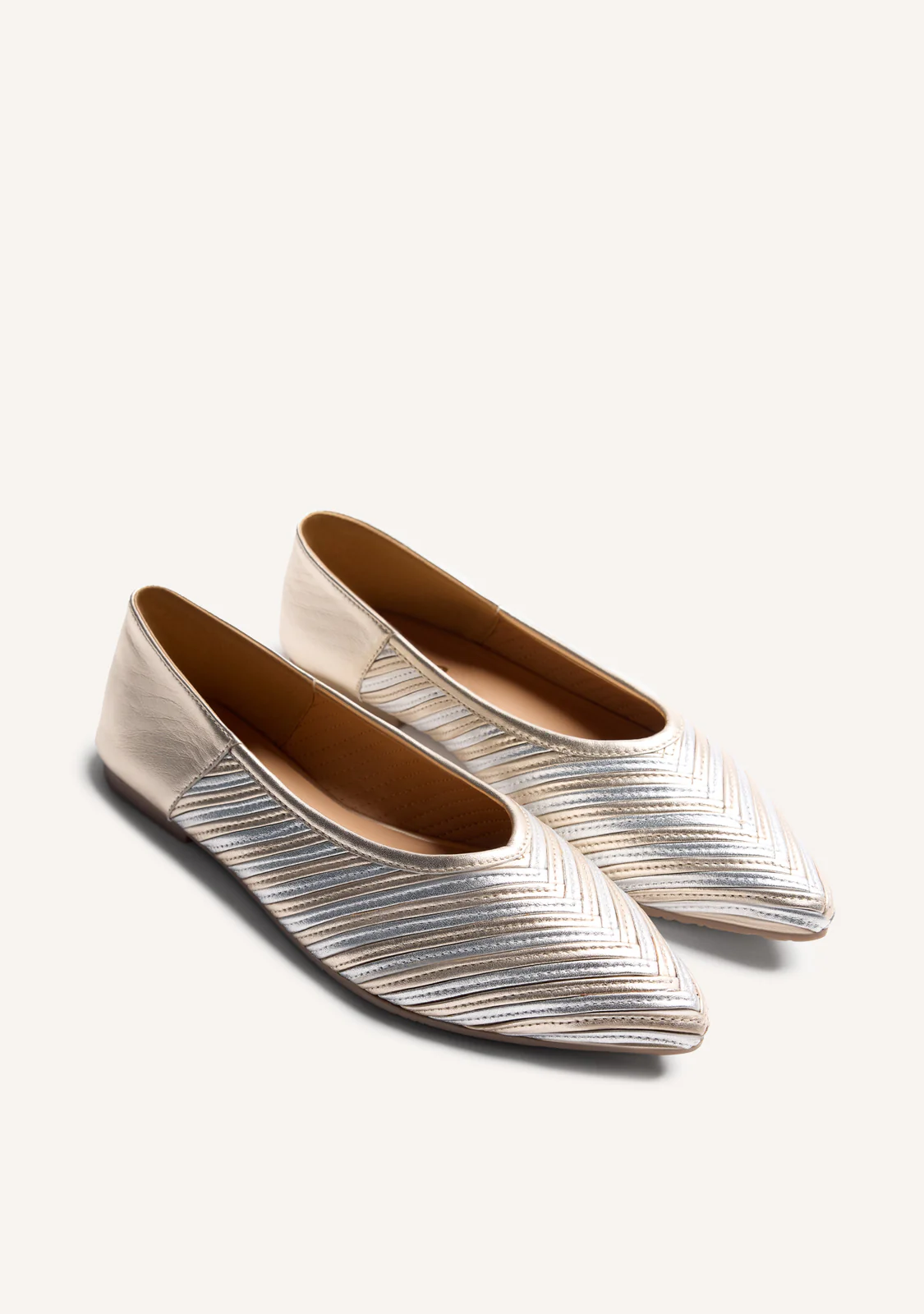 STRIPED LEATHER BALLET FLATS TARINE - Image 2
