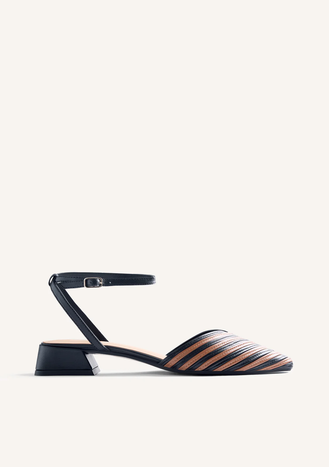 STRIPED LEATHER SLINGBACK HEELED SHOES CLAWSON