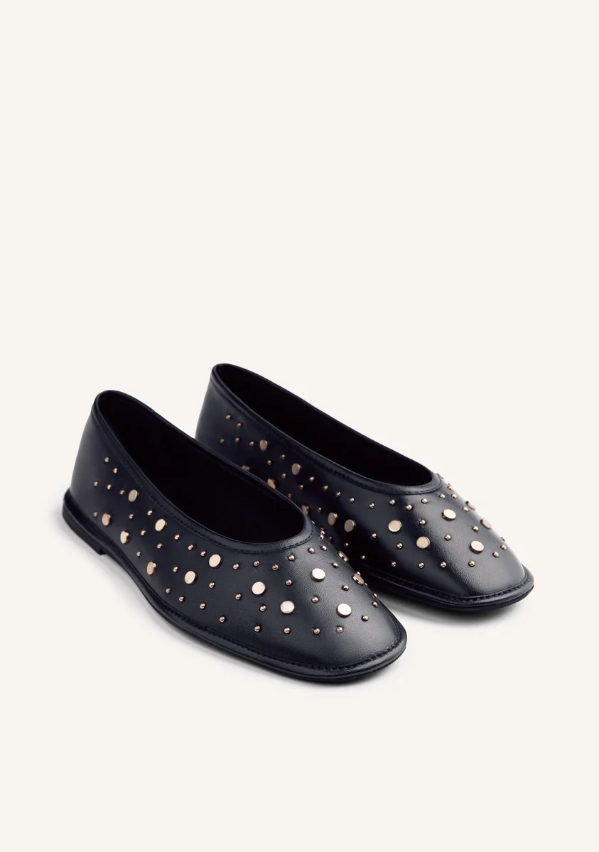STUDDED LEATHER BALLET FLATS ACOMA - Image 2