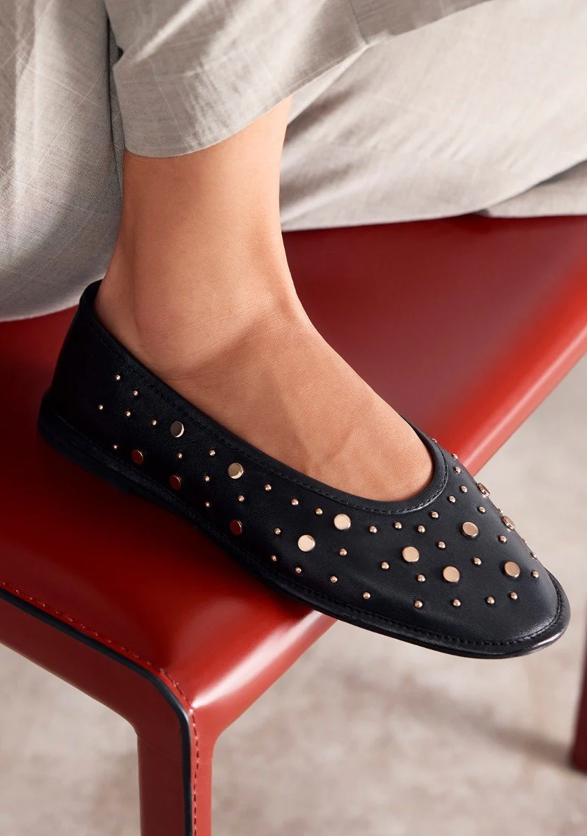 STUDDED LEATHER BALLET FLATS ACOMA - Image 6