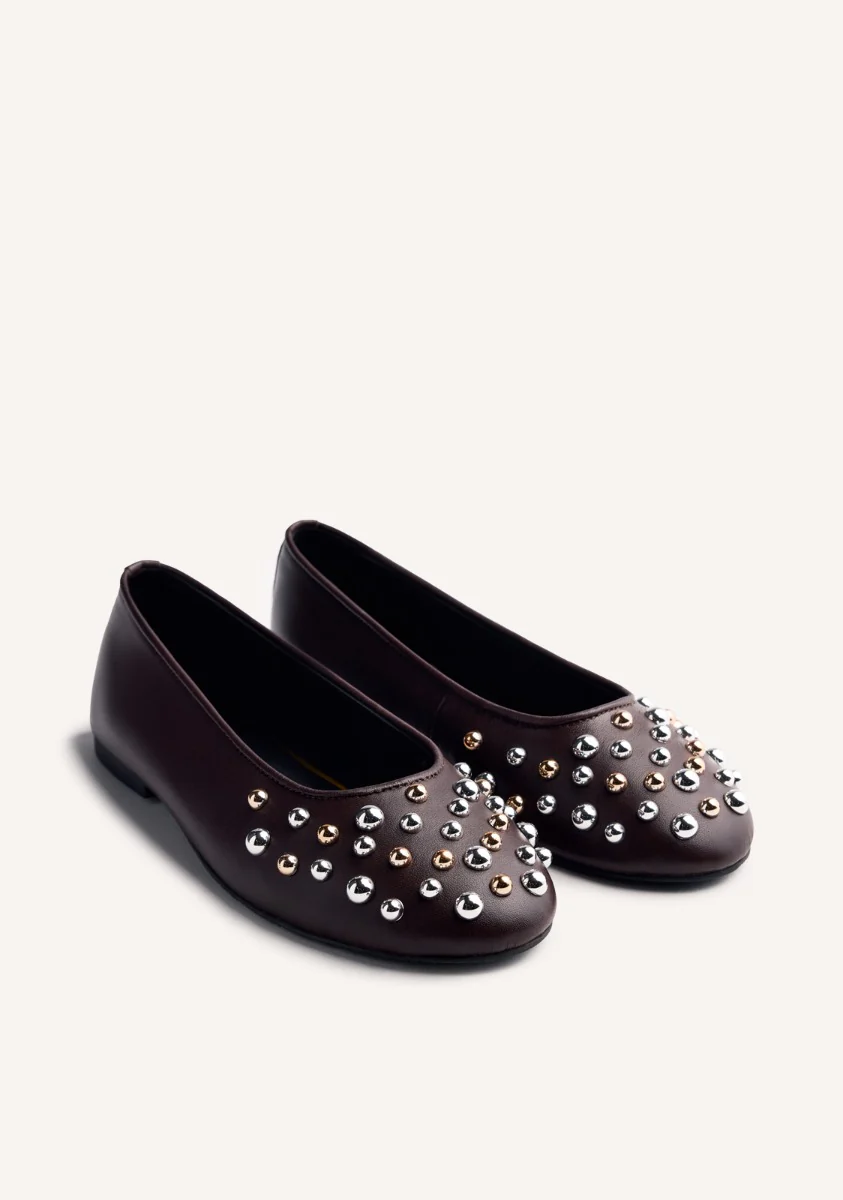 STUDDED LEATHER BALLET FLATS GONVICK - Image 2