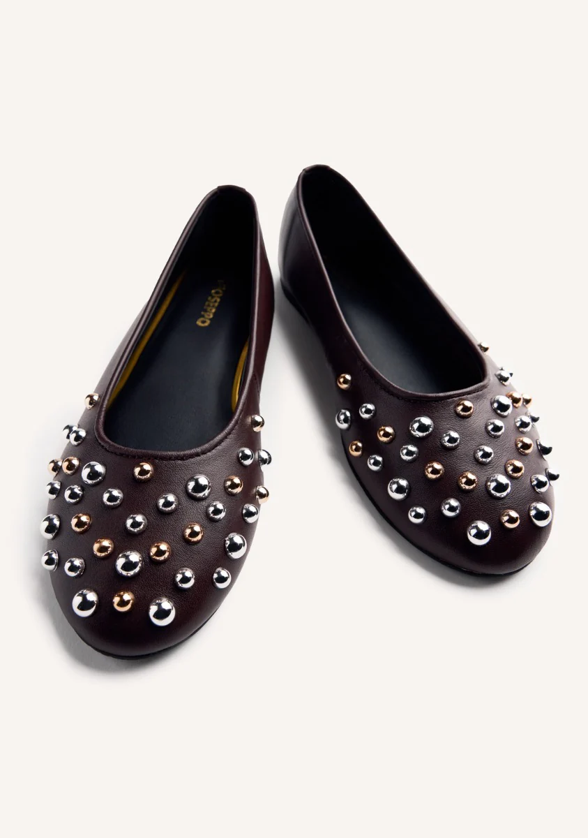 STUDDED LEATHER BALLET FLATS GONVICK - Image 3