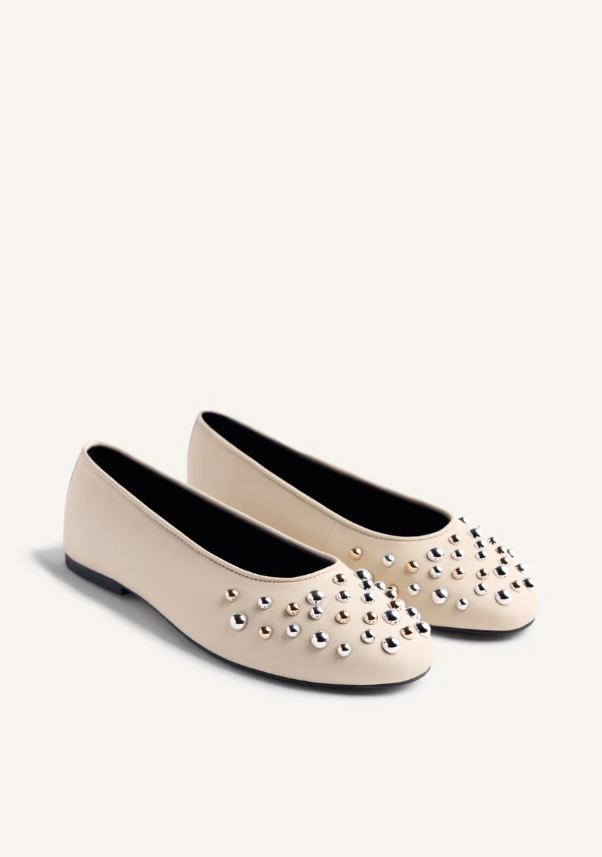 STUDDED LEATHER BALLET FLATS GONVICK - Image 2
