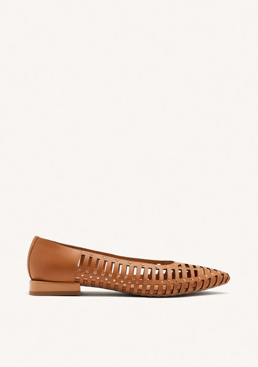 STUDDED LEATHER BALLET FLATS KENOSHA