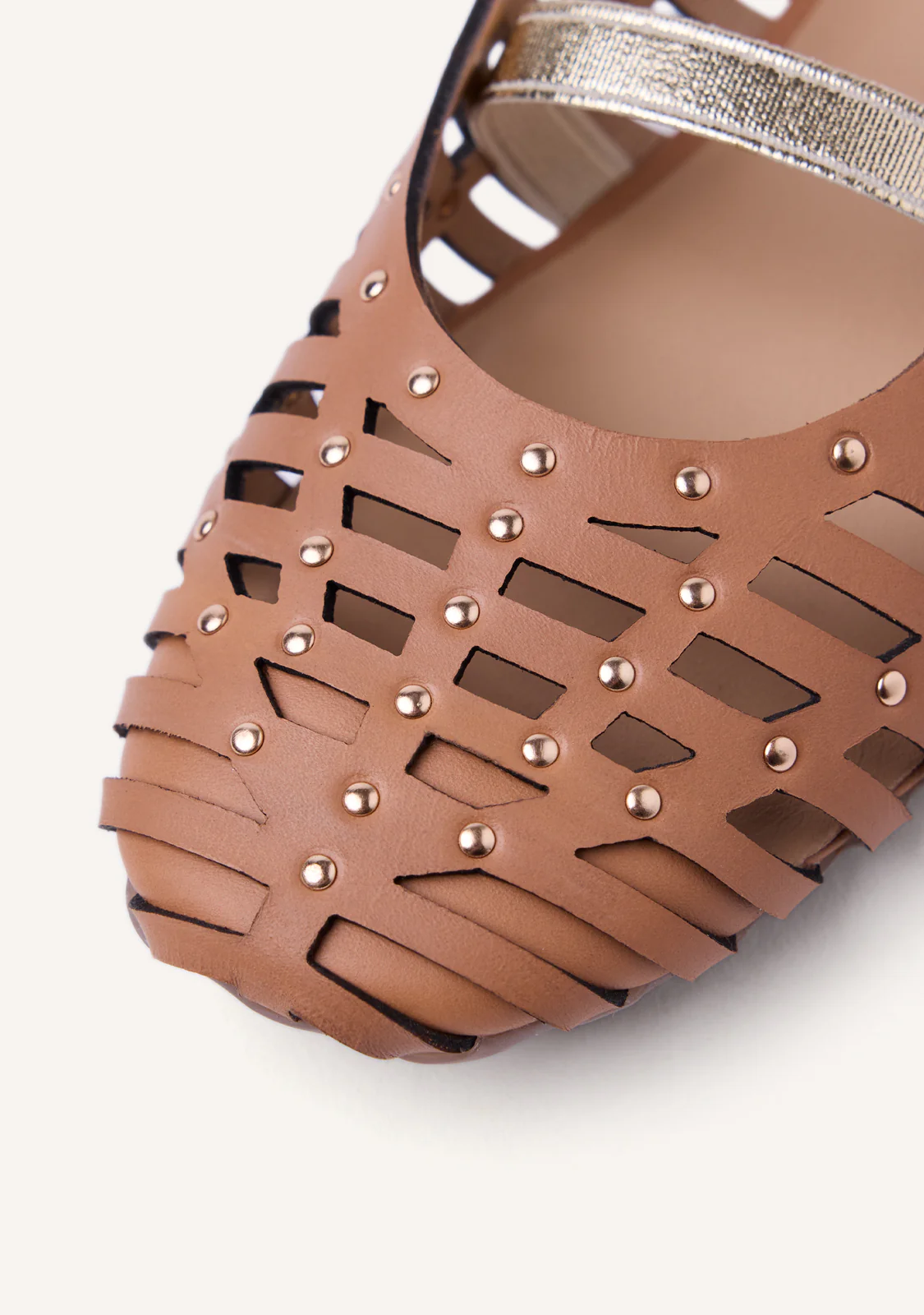 STUDDED LEATHER BALLET FLATS PALAYAN - Image 5