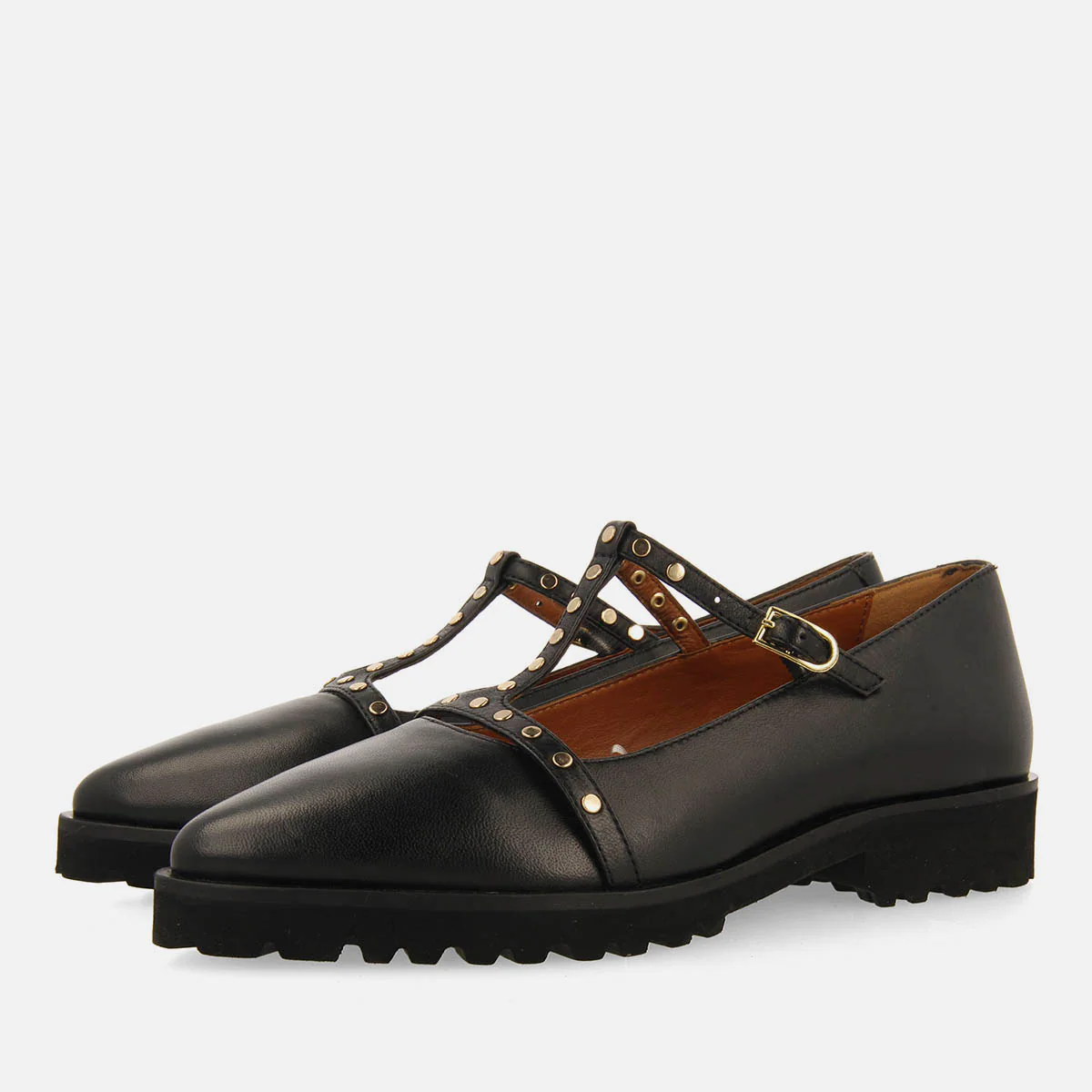 STUDDED LEATHER BALLET FLATS WITH TRACK SOLE WAYLAND - Image 3