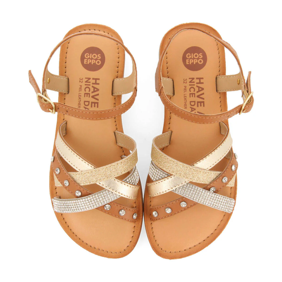 Sussat girls leather sandals with gold details - Image 3