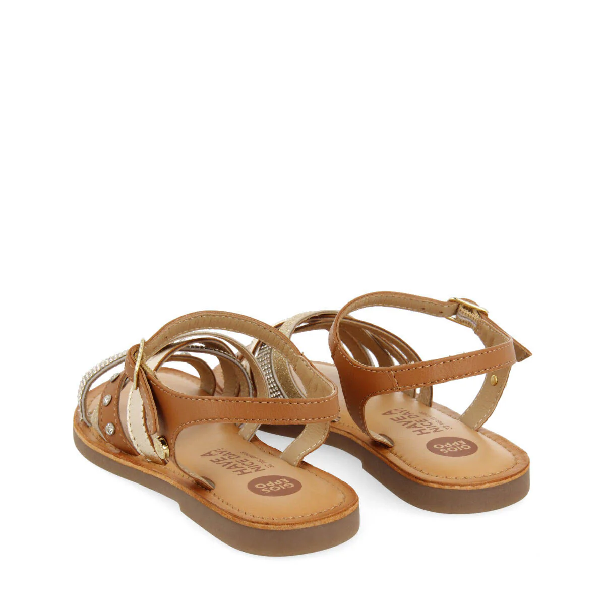 Sussat girls leather sandals with gold details - Image 4