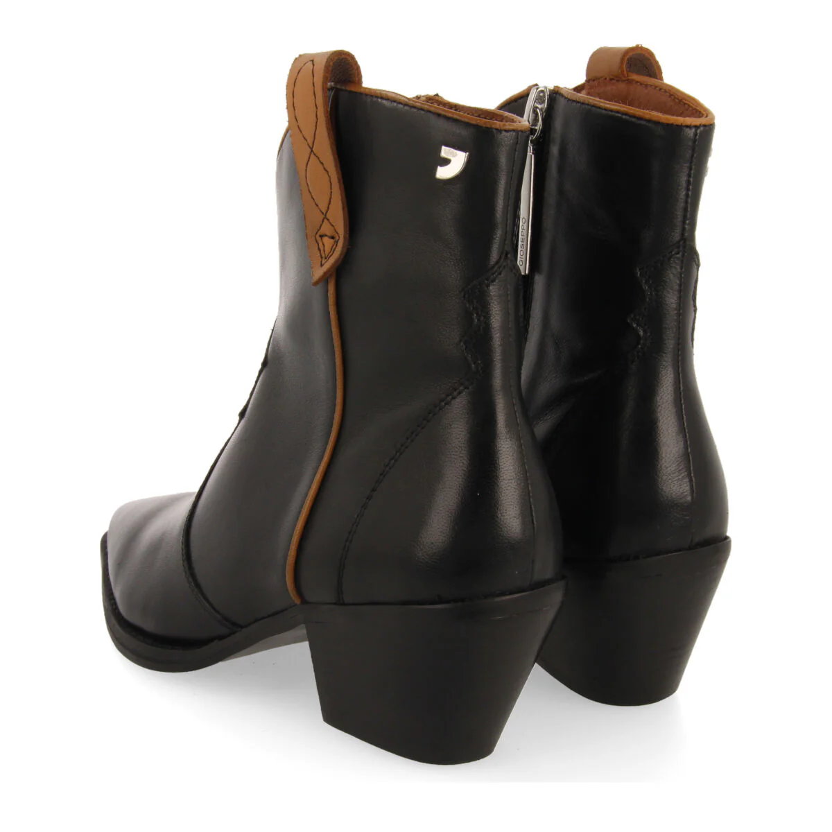 Sylte women's black leather cowboy boots - Image 4