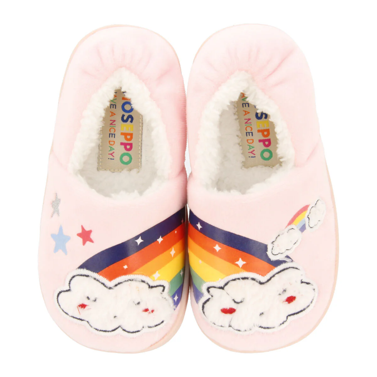 Tain children's pink slippers with clouds and rainbows - Image 3