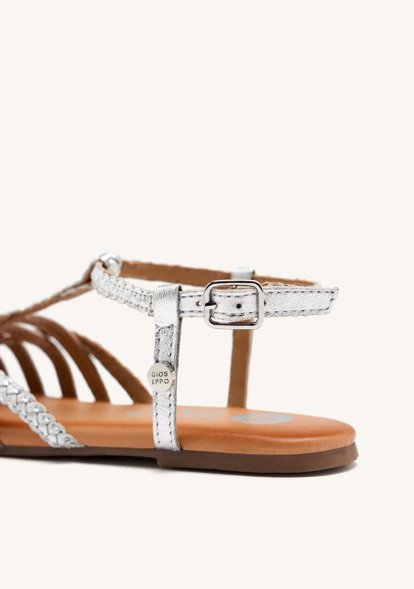 Tanlay girls silver leather multi strap sandals - Image 3