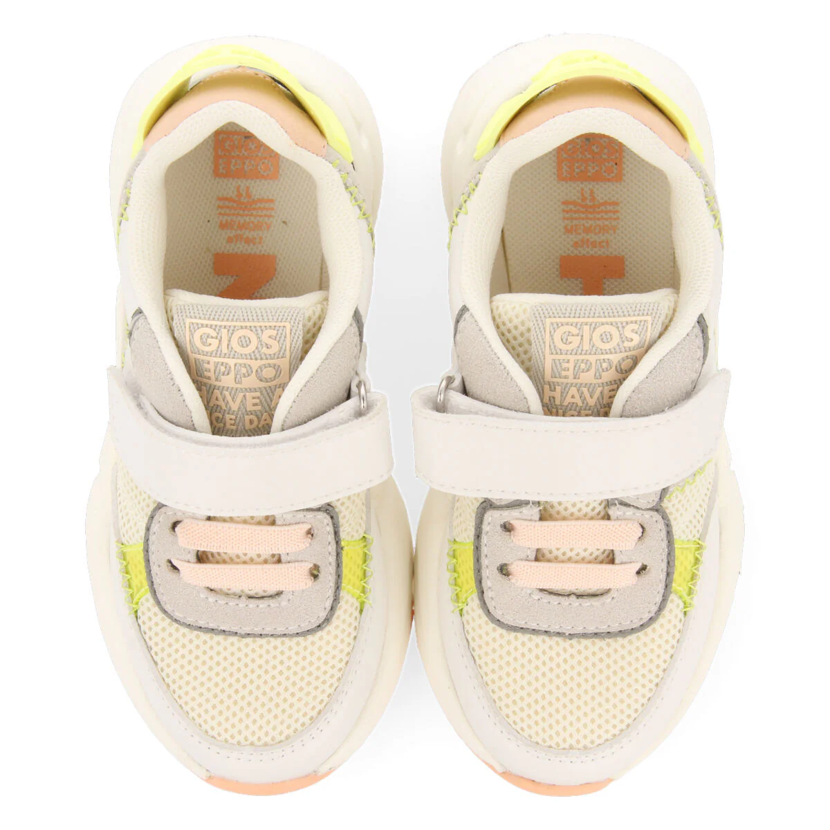 Tapalpa girls white mesh sneakers with colourful neon yellow touches - Image 3