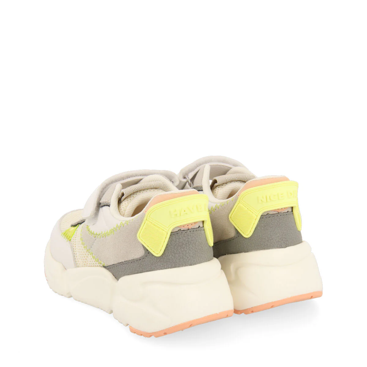 Tapalpa girls white mesh sneakers with colourful neon yellow touches - Image 4