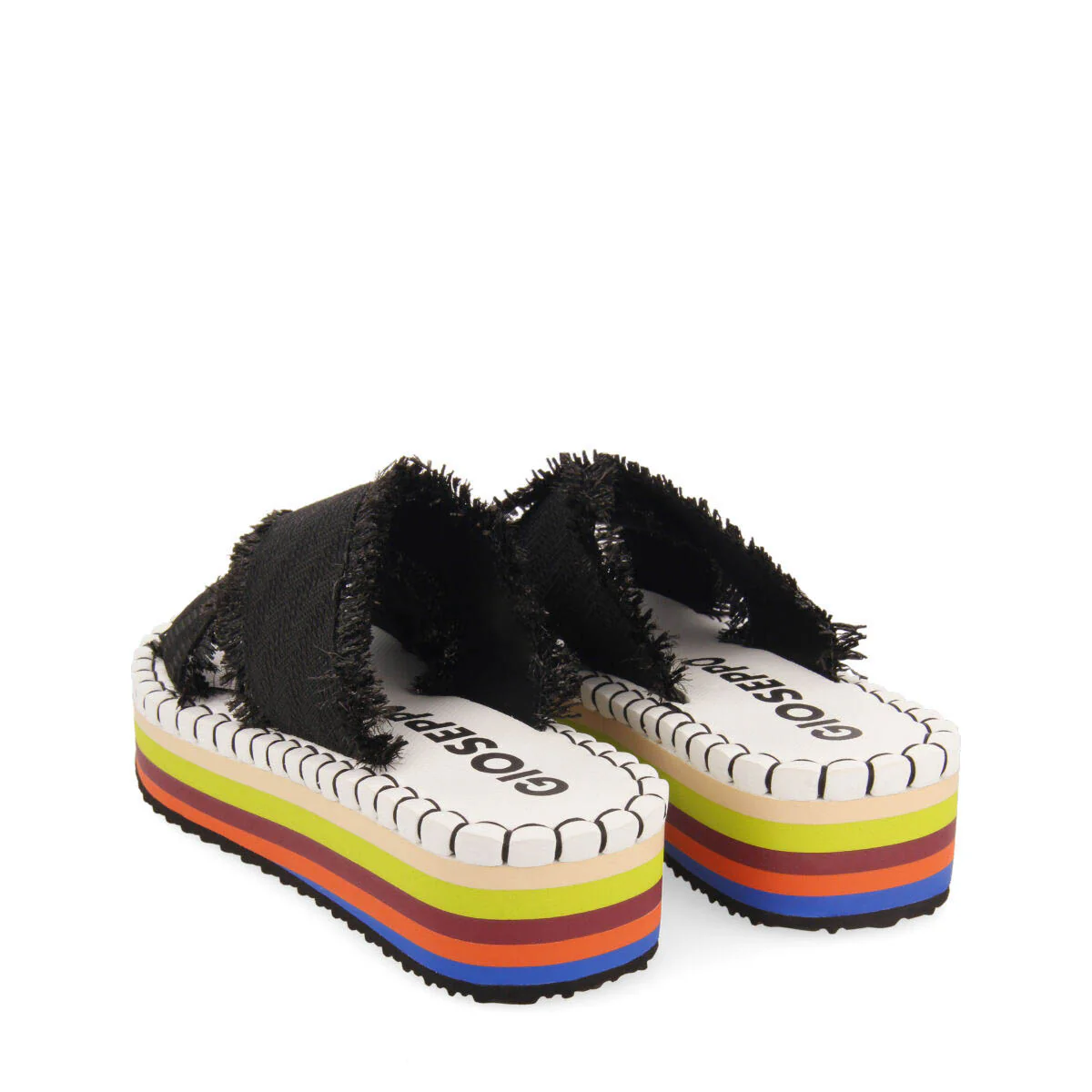 Terena women's black beach sandals with multicoloured soles - Image 3