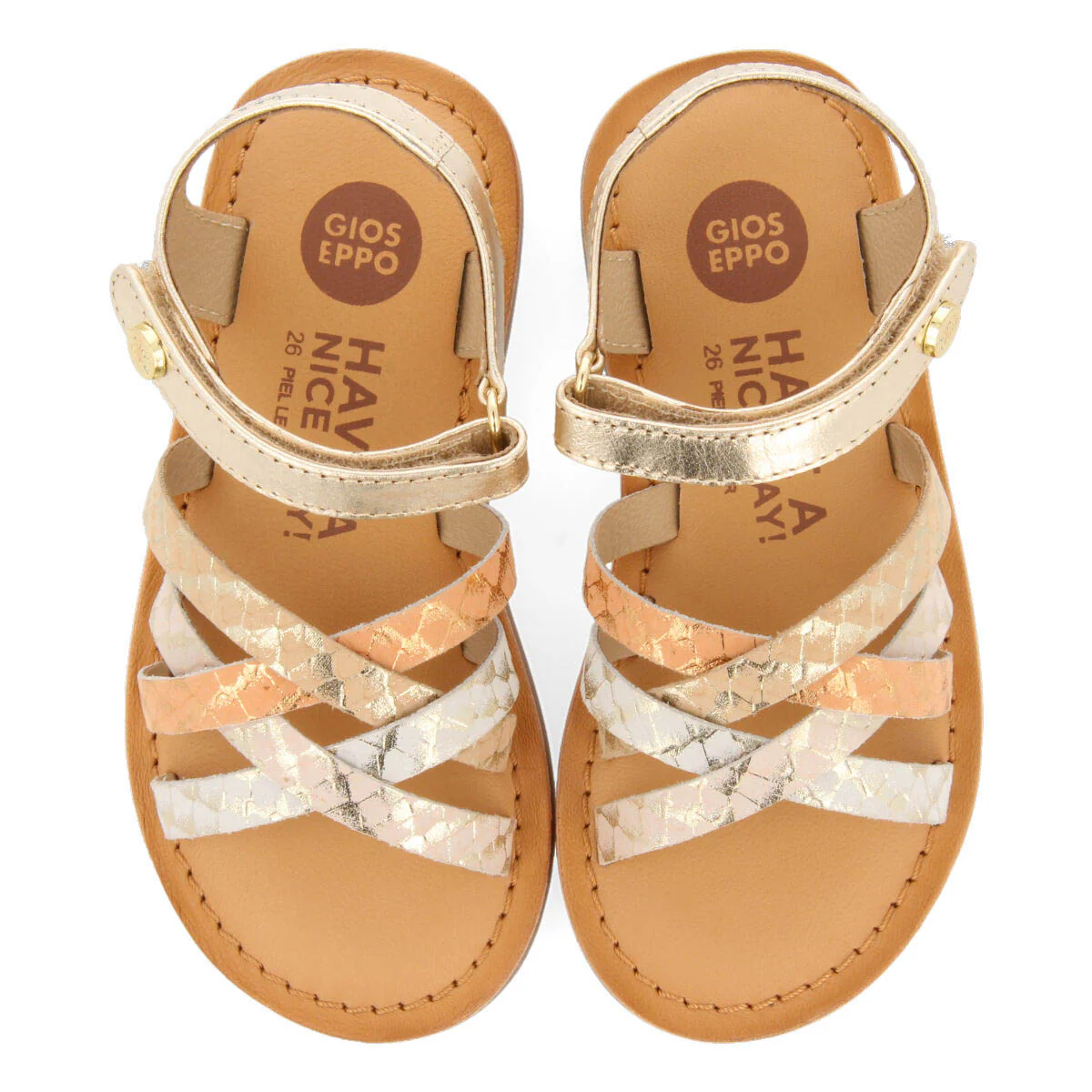 Terjat girls leather sandals with gold straps - Image 3