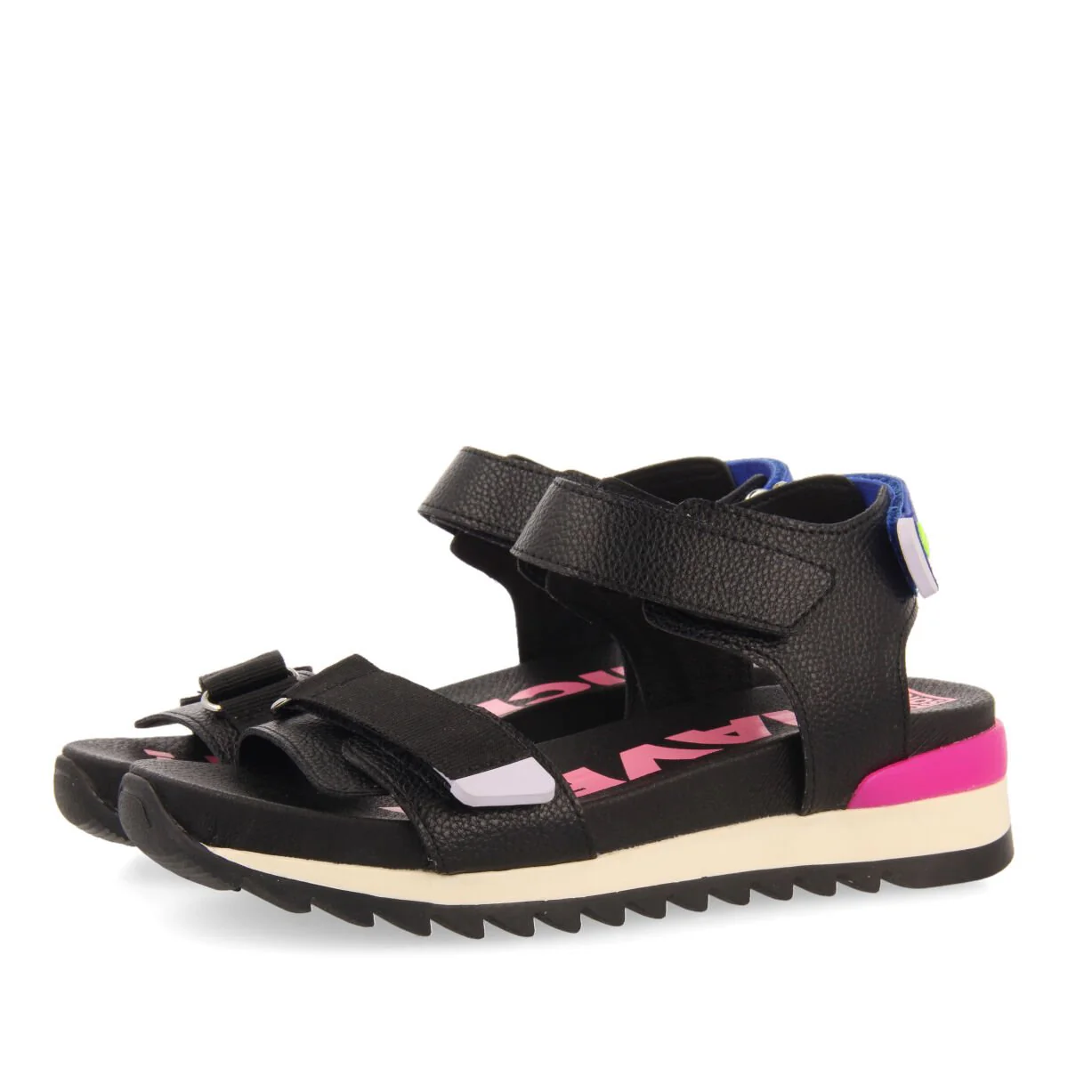 Thiotte girls sandals with black adjustable straps with colourful accents - Image 2