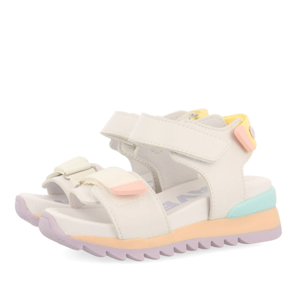 Thiotte girls sandals with white adjustable straps with colourful accents - Image 2