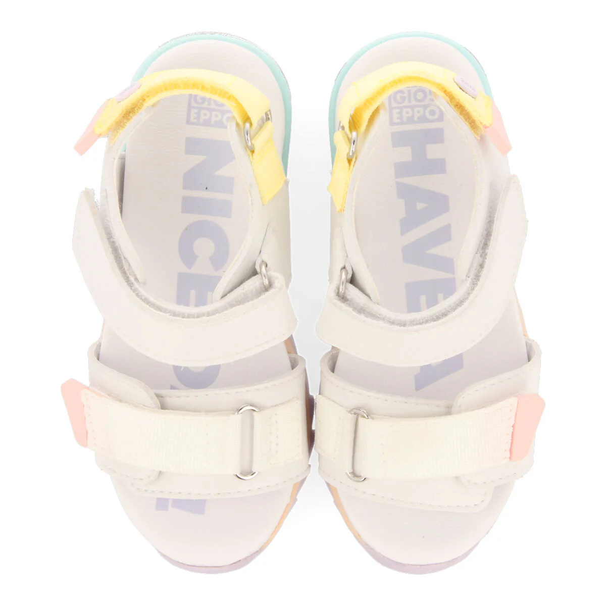 Thiotte girls sandals with white adjustable straps with colourful accents - Image 3