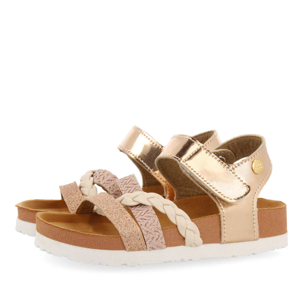 Thoity girls gold footbed sandals with straps - Image 2