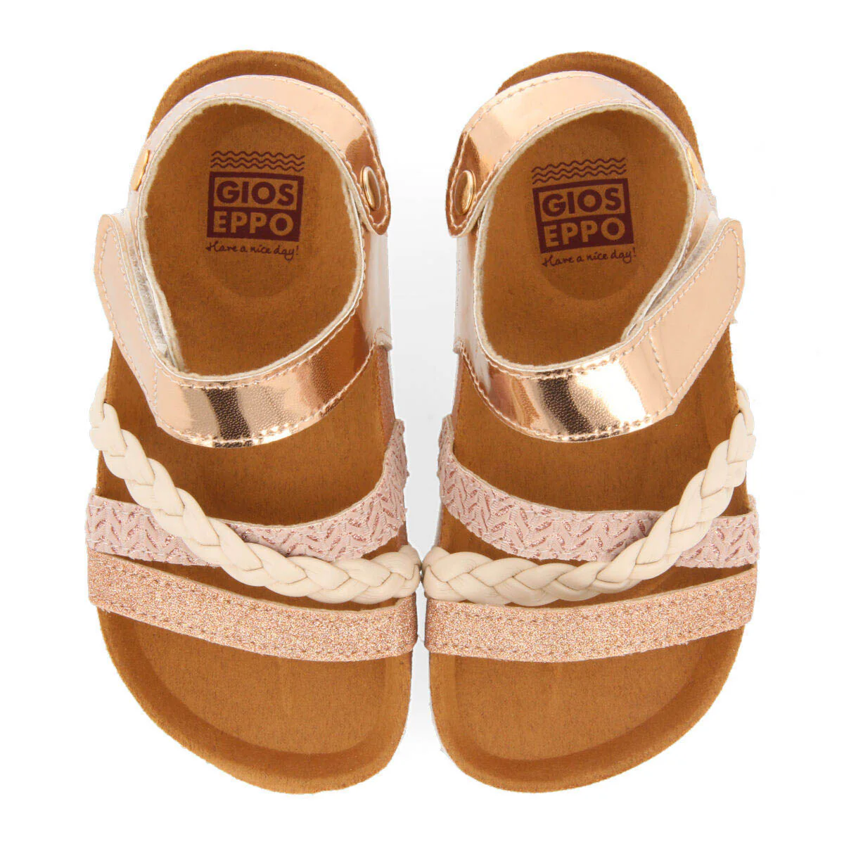 Thoity girls gold footbed sandals with straps - Image 3