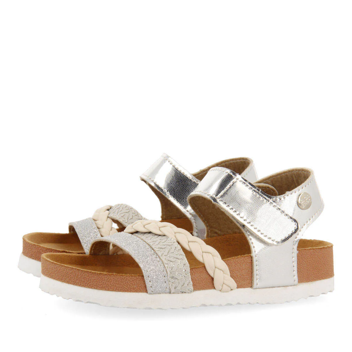 Thoity girls silver footbed sandals with straps - Image 2
