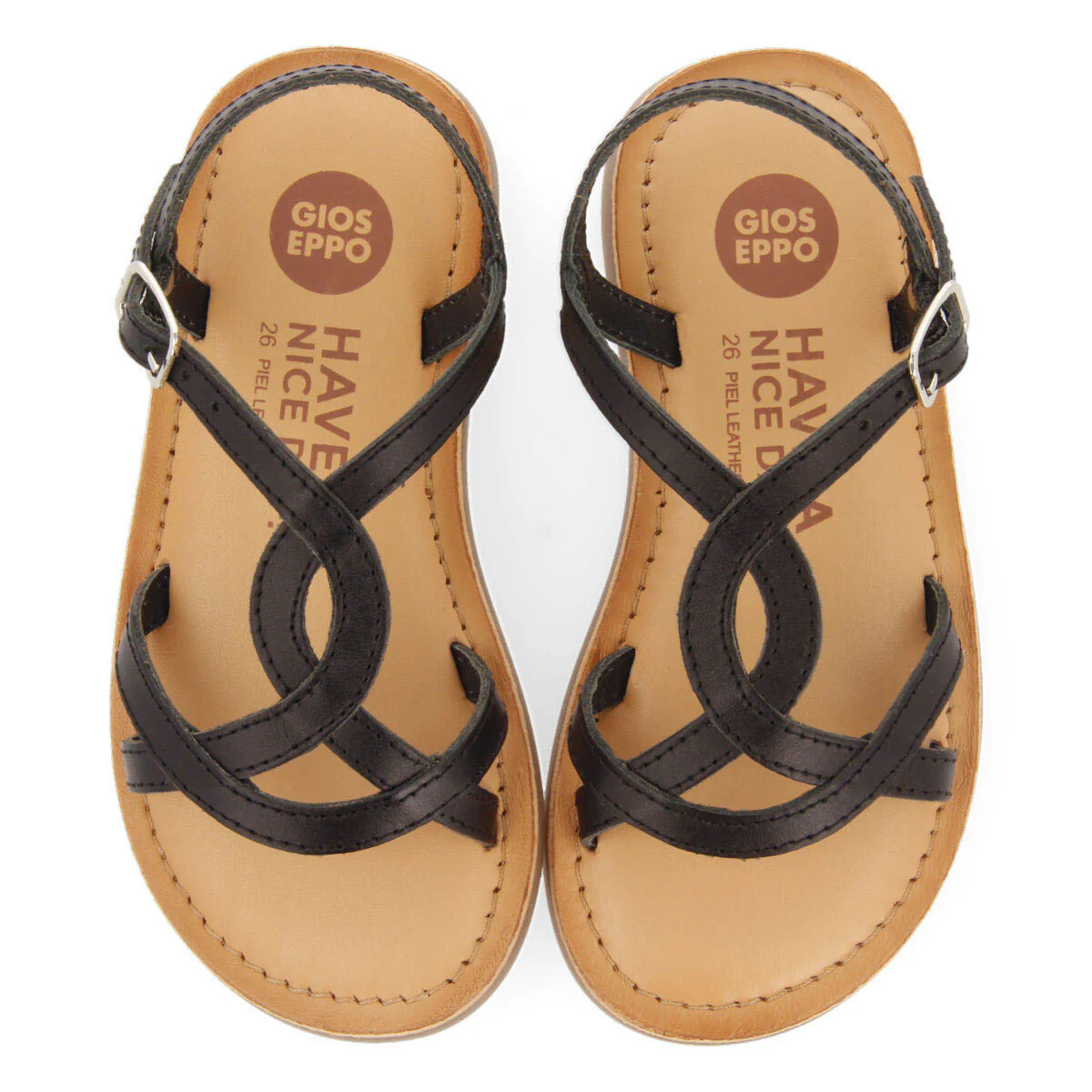 Tilly girls metallic black leather sandals - Image 3
