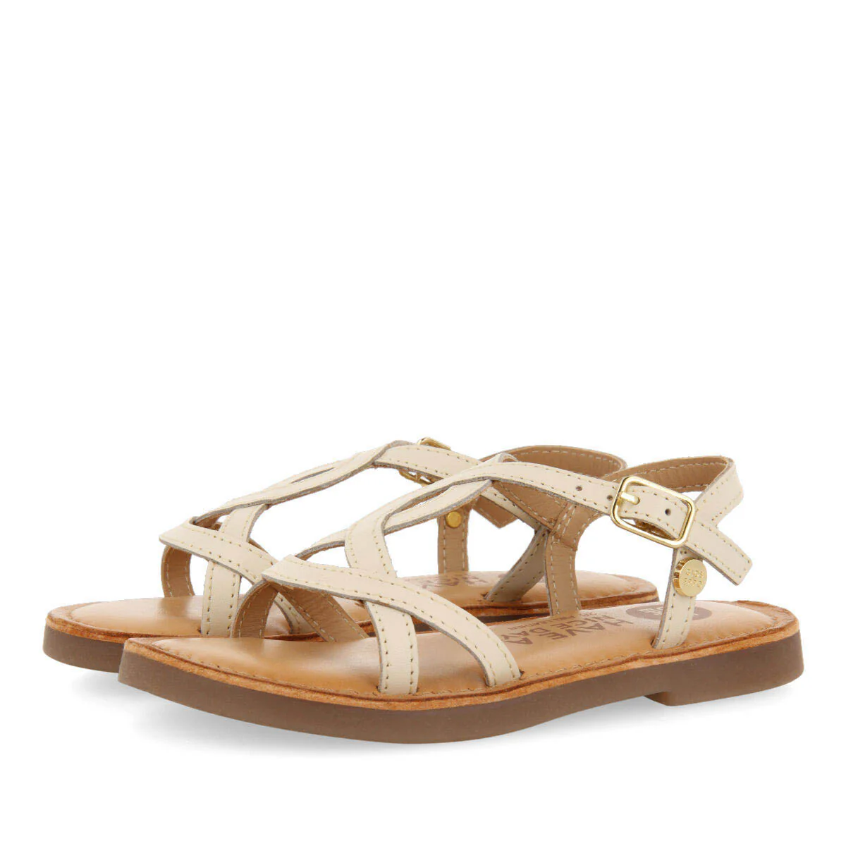 Tilly girls metallic off white leather sandals - Image 2