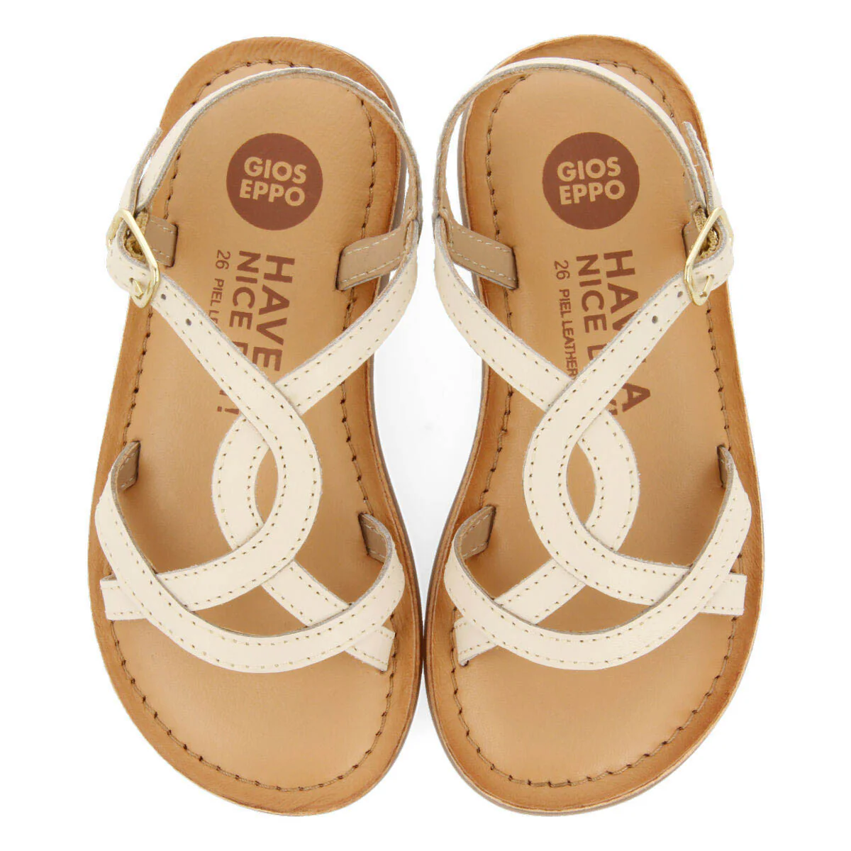 Tilly girls metallic off white leather sandals - Image 3