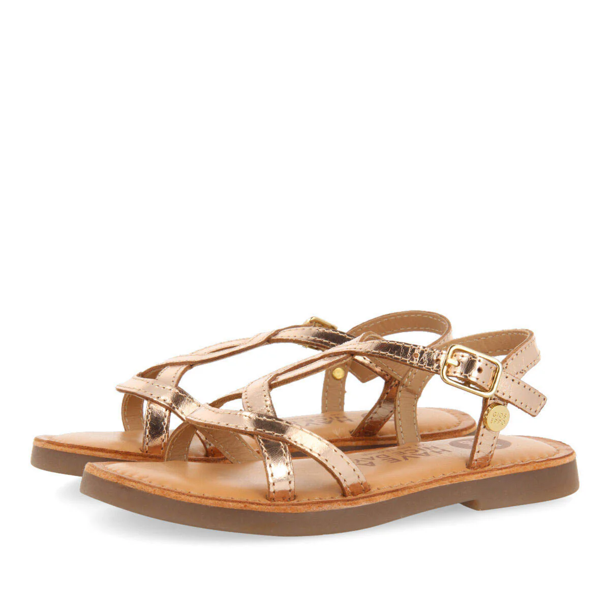 Tilly girls metalliclatinum leather sandals - Image 2