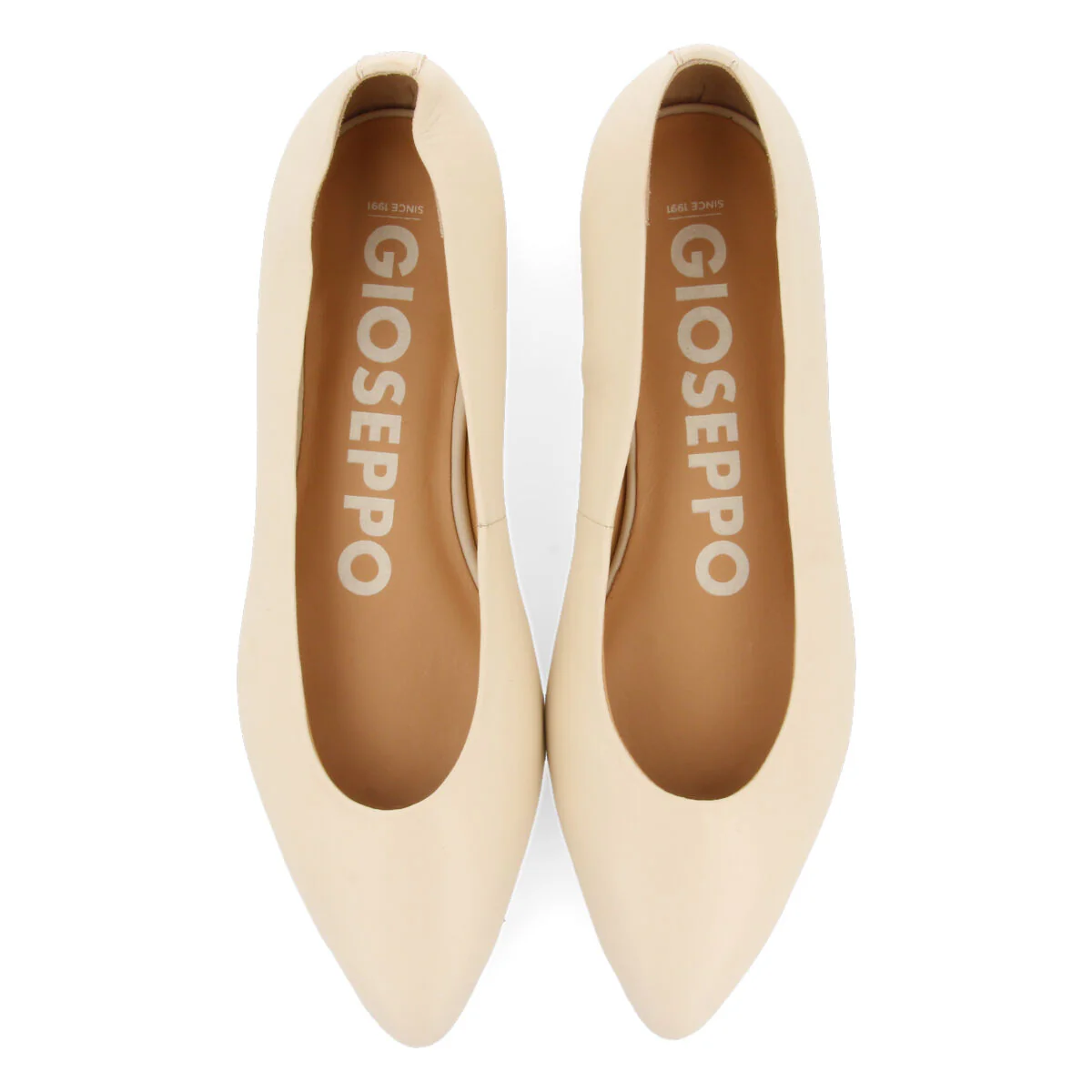 Trappes women's off-white leather ballet flats with pointed toes - Image 2