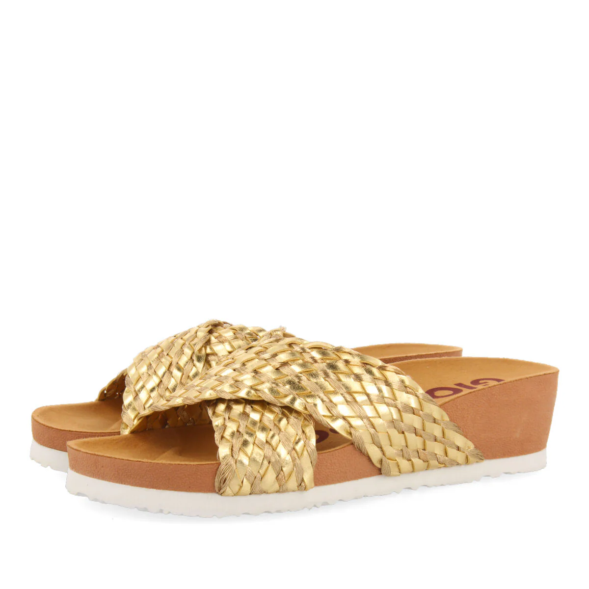 Turiacu women's footbed wedges with gold braided straps - Image 2