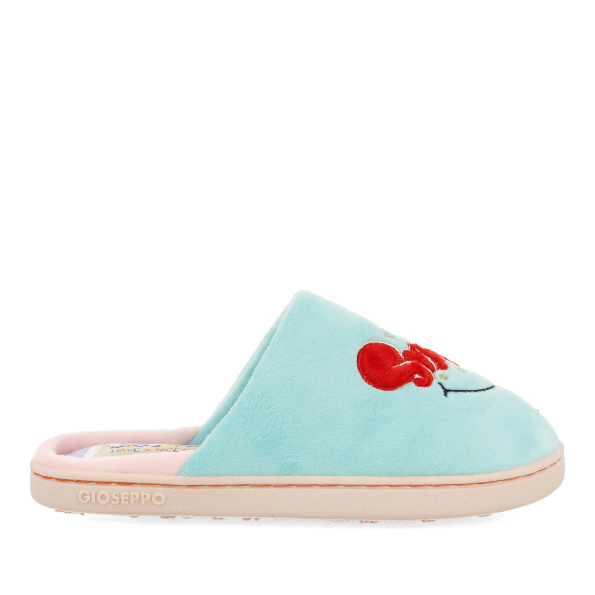 Turriff children's mint green backless slippers with smile text - Image 4
